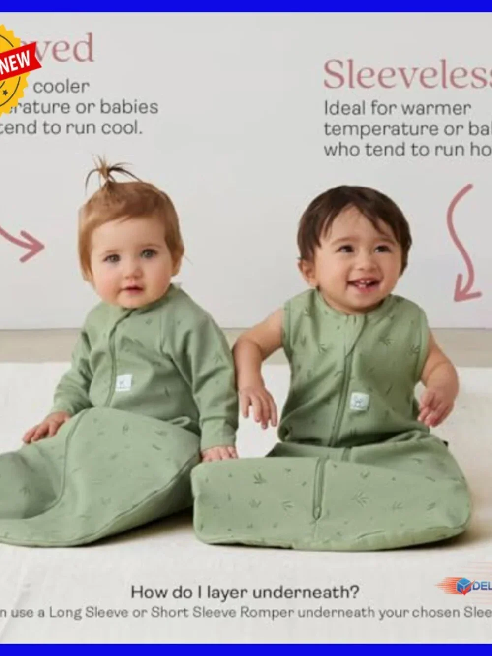 Organic Cotton Baby Sleep Sack 1.0 TOG Arms-Out Wearable Blanket 8-24 Months